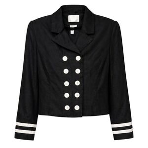 Vintage Old Money Double Breasted Nautical Cropped Blazer Women Sz 16 Yacht Club